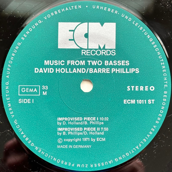 Dave Holland / Barre Phillips - Music From Two Basses | ECM Records (ECM 1011 ST) - 3 Dave Holland / Barre Phillips - Music From Two Basses | ECM Records (ECM 1011 ST) - 3
