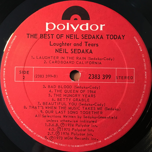 Neil Sedaka - Laughter And Tears: The Best Of Neil Sedaka Today | Polydor (2383 399) - 4 Neil Sedaka - Laughter And Tears: The Best Of Neil Sedaka Today | Polydor (2383 399) - 4