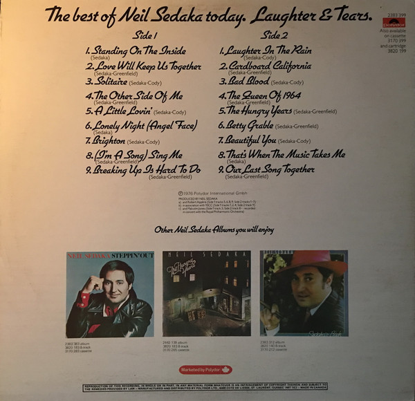 Neil Sedaka - Laughter And Tears: The Best Of Neil Sedaka Today | Polydor (2383 399) - 2 Neil Sedaka - Laughter And Tears: The Best Of Neil Sedaka Today | Polydor (2383 399) - 2