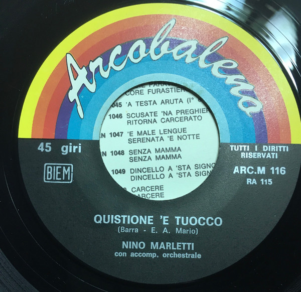 Nino Marletti - Questione 'E Tuocco / Mamma Perdoname | Arcobaleno (ARC.M 116) - 3