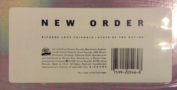New Order - Bizarre Love Triangle | Qwest Records (0-20546) - 3 New Order - Bizarre Love Triangle | Qwest Records (0-20546) - 3