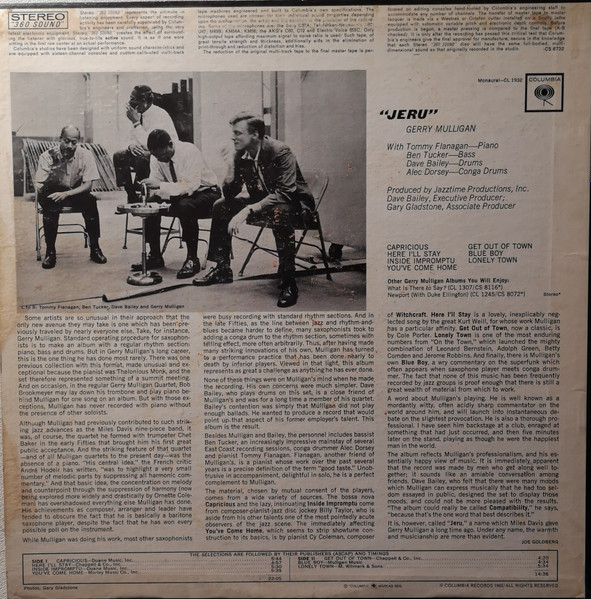Gerry Mulligan - Jeru | Columbia (CS 8732) - 2