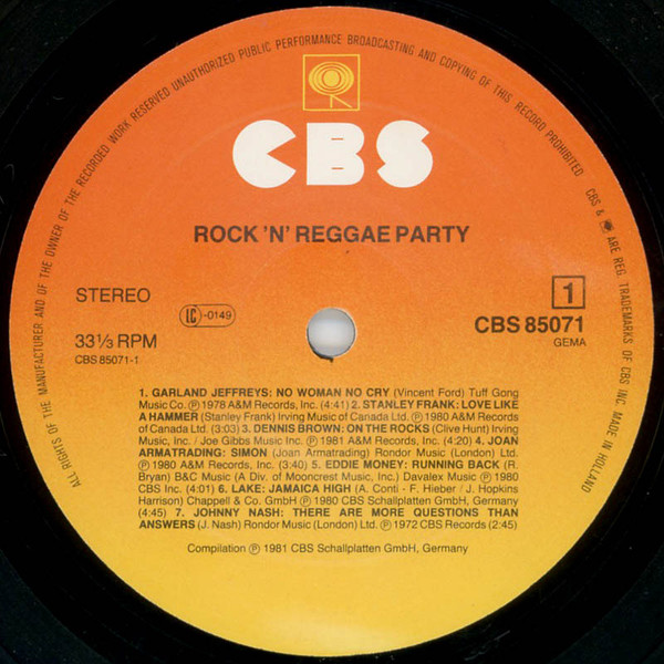 Various - Rock'n'Reggae Party | CBS (CBS 85071) - 3