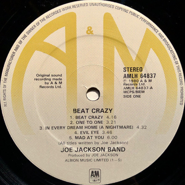 Joe Jackson Band - Beat Crazy | A&M Records (AMLH 64837) - 4