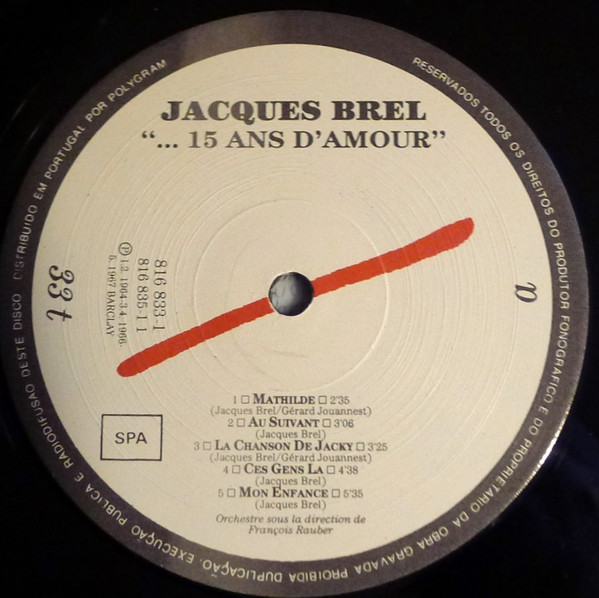 Jacques Brel - Quinze Ans D'Amour | Barclay (816 833-1) - 4