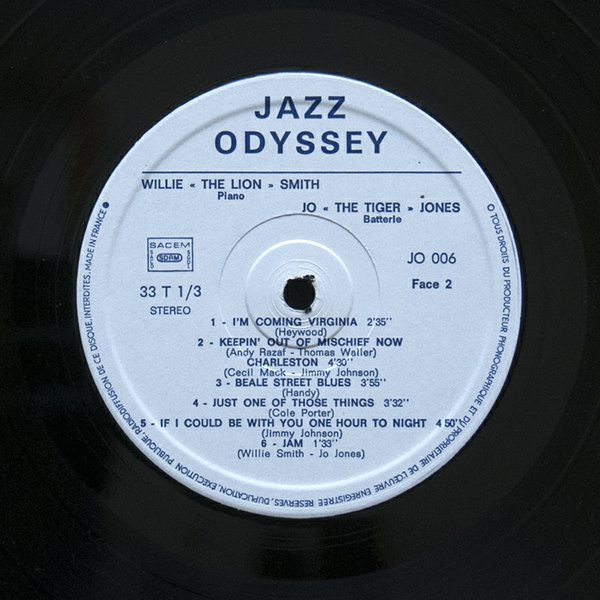 Willie "The Lion" Smith , Jo Jones - The Lion And The Tiger | Jazz Odyssey (JO 006) - 4 Willie "The Lion" Smith , Jo Jones - The Lion And The Tiger | Jazz Odyssey (JO 006) - 4