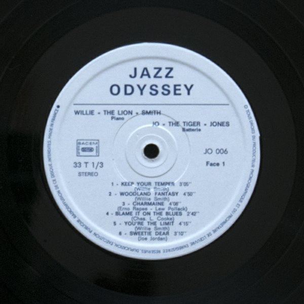 Willie "The Lion" Smith , Jo Jones - The Lion And The Tiger | Jazz Odyssey (JO 006) - 3 Willie "The Lion" Smith , Jo Jones - The Lion And The Tiger | Jazz Odyssey (JO 006) - 3