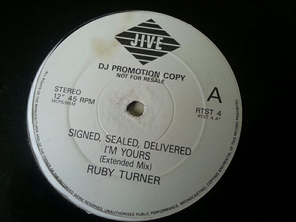 Ruby Turner - Signed, Sealed, Delivered (I'm Yours) | Jive (RTST 4)