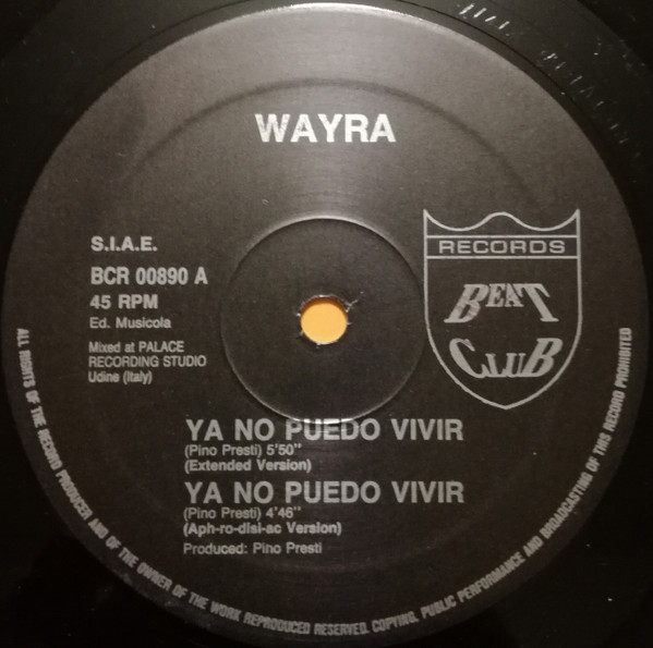 Wayra - Ya No Puedo Vivir | Beat Club Records (BCR 00890) - 3
