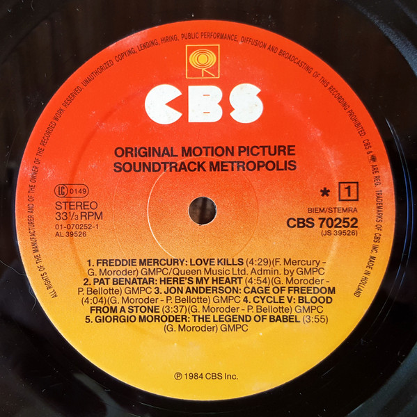 Various - Metropolis (Original Motion Picture Soundtrack) | CBS (70252) - 4