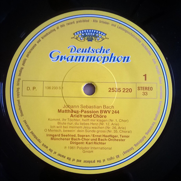 Johann Sebastian Bach - Münchener Bach-Chor Und Münchener Bach-Orchester , Karl Richter - Matthäus-Passion / Chöre Und Arien | Deutsche Grammophon (2535 220) - 3