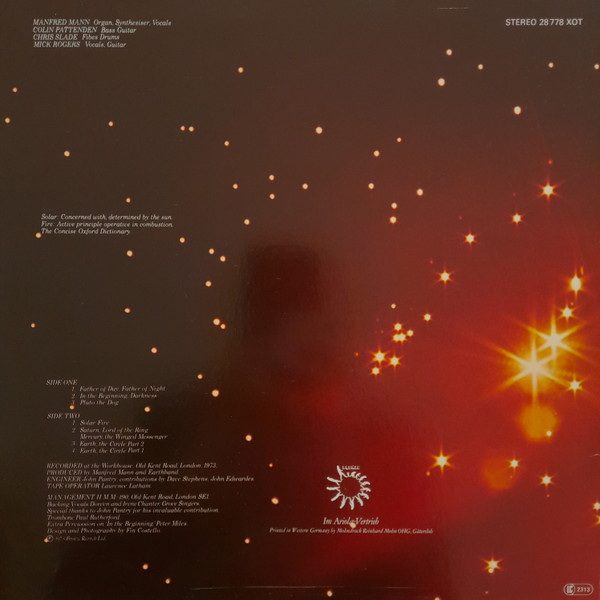 Manfred Mann's Earth Band - Solar Fire | Bronze (28 778 XOT) - 2
