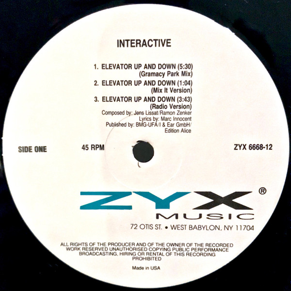 Interactive - Elevator Up And Down | ZYX Music (ZYX 6668-12) - 3