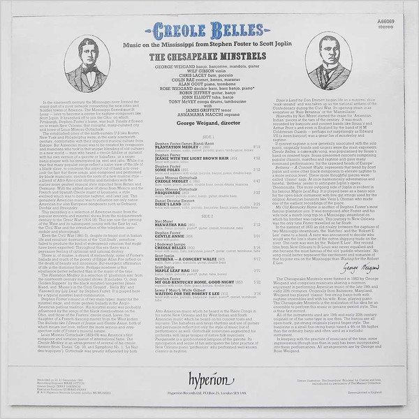 The Chesapeake Minstrels , George Weigand - Creole Belles | Hyperion (A66069) - 2
