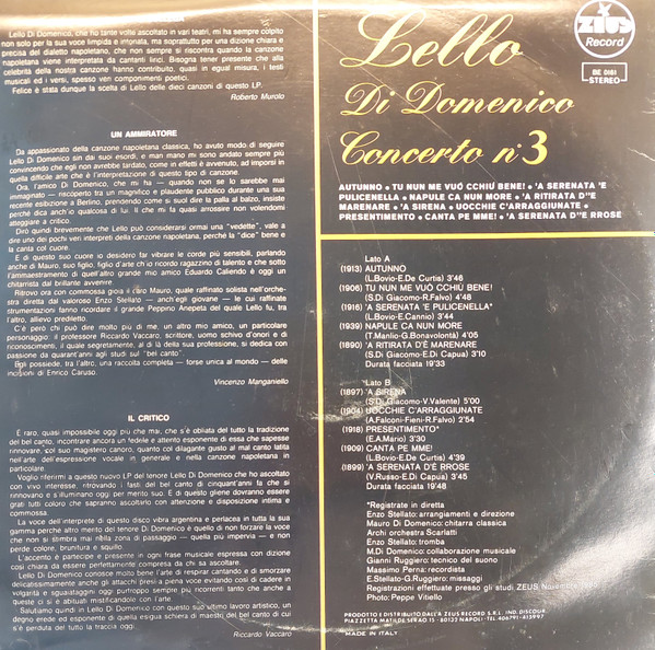 Lello Di Domenico - Concerto N° 3 | Zeus (BE 0161) - 2 Lello Di Domenico - Concerto N° 3 | Zeus (BE 0161) - 2