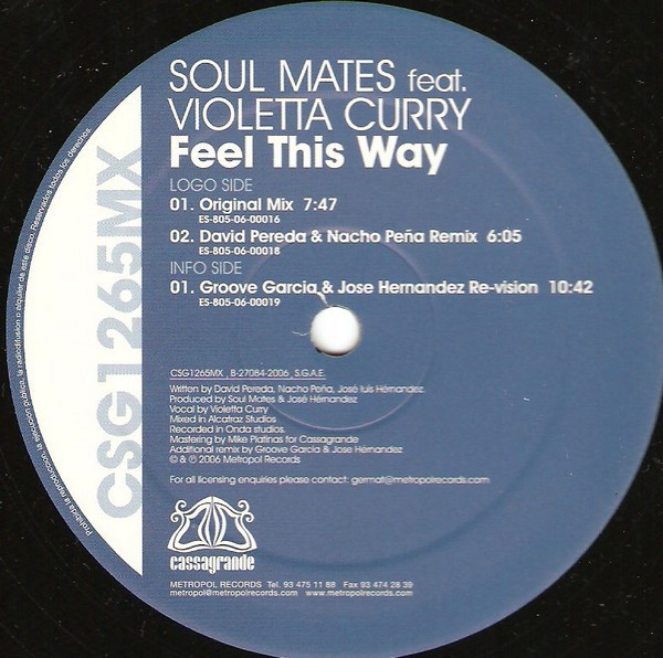 SoulMates Feat. Violetta Curry - Feel This Way | Cassagrande (CSG1265MX) - 2