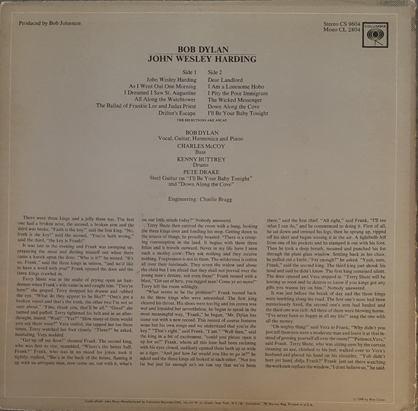 Bob Dylan - John Wesley Harding | Columbia (CS 9604) - 2