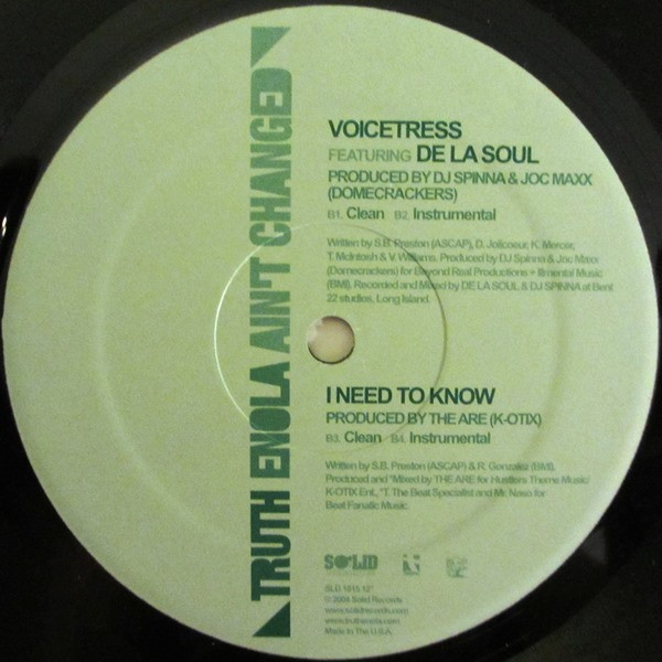 Truth Enola - Ain't Changed / Voicetress / I Need to Know | Solid Records (SLD 1015) - 4 Truth Enola - Ain't Changed / Voicetress / I Need to Know | Solid Records (SLD 1015) - 4