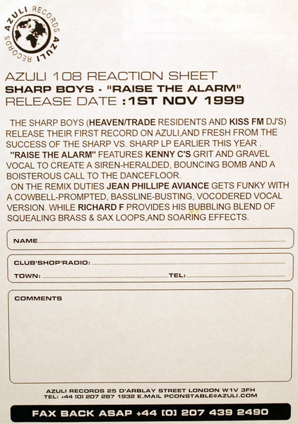 The Sharp Boys Feat. Kenny C - Raise The Alarm | Azuli Records (AZNY 108) - 2