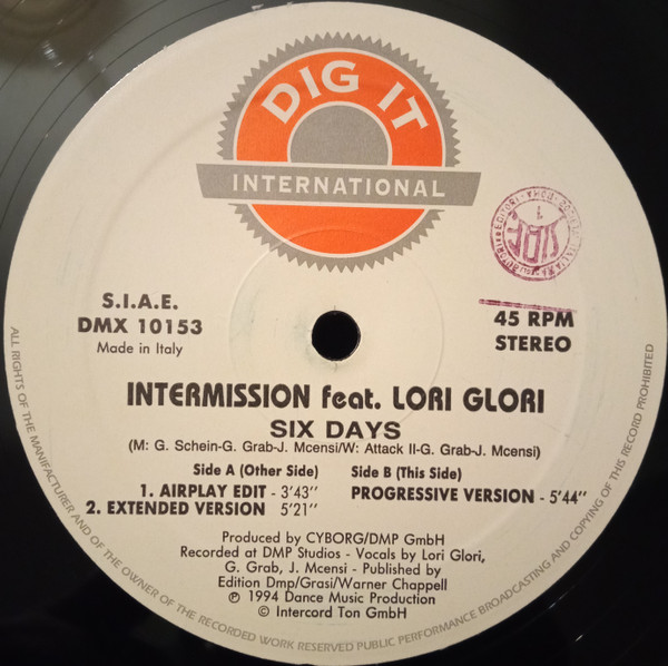 Intermission Feat. Lori Glori - Six Days | Dig It International (DMX 10153) - main