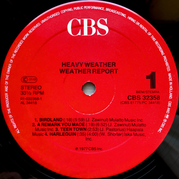 Weather Report - Heavy Weather | CBS (CBS 32358) - 3