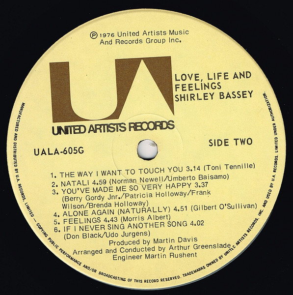 Shirley Bassey - Love, Life And Feelings | United Artists Records (UALA-605-G) - 4 Shirley Bassey - Love, Life And Feelings | United Artists Records (UALA-605-G) - 4