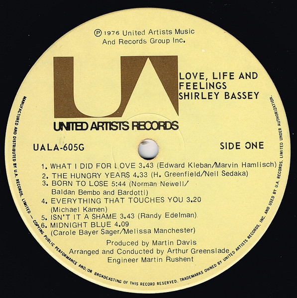 Shirley Bassey - Love, Life And Feelings | United Artists Records (UALA-605-G) - 3 Shirley Bassey - Love, Life And Feelings | United Artists Records (UALA-605-G) - 3