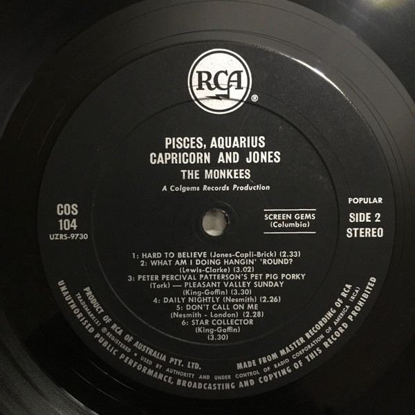 The Monkees - Pisces, Aquarius, Capricorn & Jones Ltd. | RCA (COS-104) - 4 The Monkees - Pisces, Aquarius, Capricorn & Jones Ltd. | RCA (COS-104) - 4