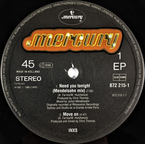 INXS - Need You Tonight | Mercury (872 215-1) - 3