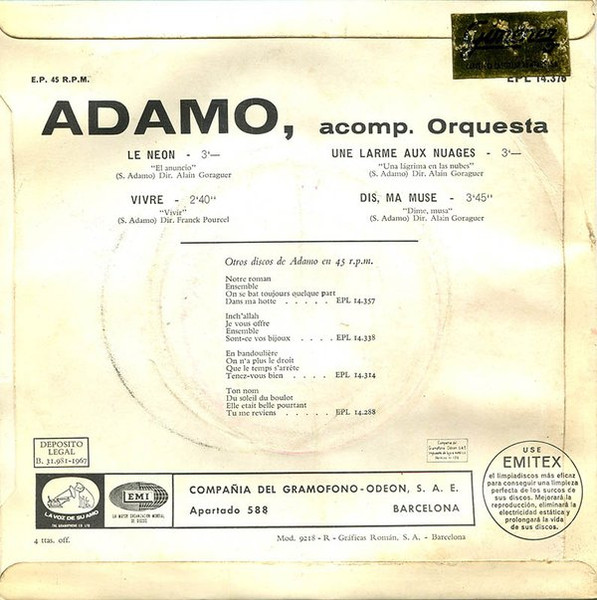 Adamo - Le Neon | La Voz De Su Amo (EPL 14.376) - 2 Adamo - Le Neon | La Voz De Su Amo (EPL 14.376) - 2