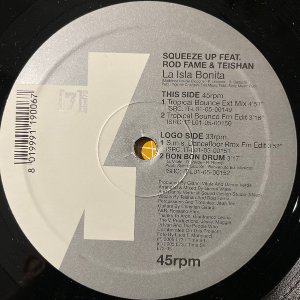Squeeze Up Feat. Rod Fame & Teishan - La Isla Bonita | Label 73 (L73-5) - 3 Squeeze Up Feat. Rod Fame & Teishan - La Isla Bonita | Label 73 (L73-5) - 3