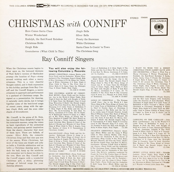 Ray Conniff And The Singers - Christmas With Conniff | Columbia (CS-8185) - 2 Ray Conniff And The Singers - Christmas With Conniff | Columbia (CS-8185) - 2