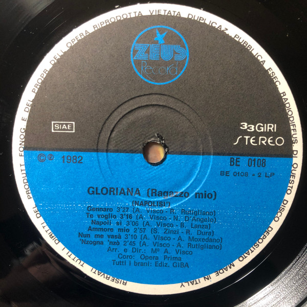 Gloriana - Ragazzo Mio (Napolisi') | Zeus Record (BE 0108) - 4
