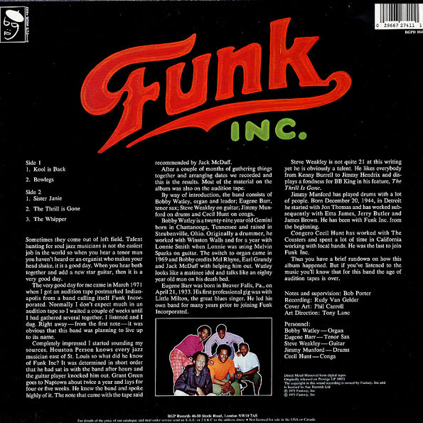 Funk Inc. - Funk Inc. | BGP Records (BGPD 1041) - 2