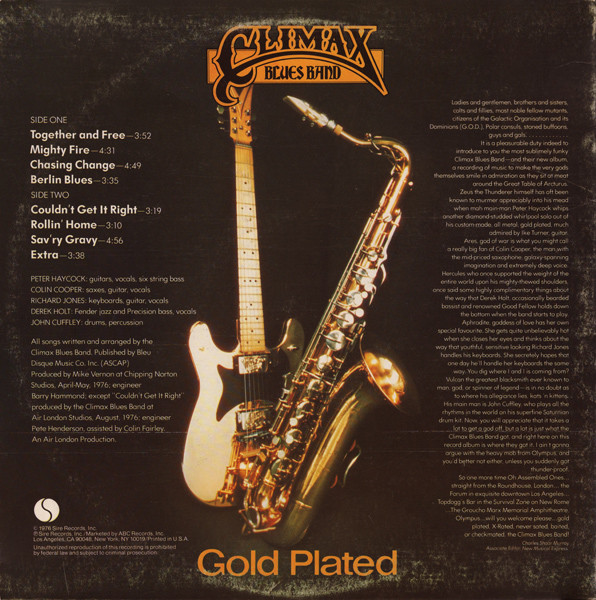 Climax Blues Band - Gold Plated | Sire (SASD-7523) - main Climax Blues Band - Gold Plated | Sire (SASD-7523) - main