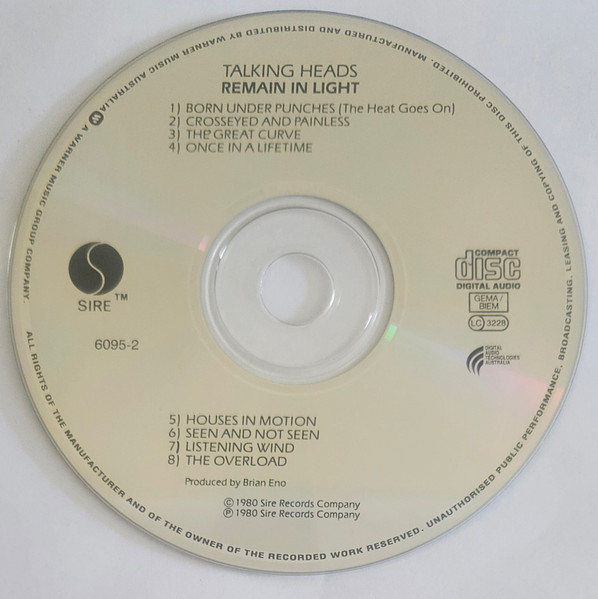 Talking Heads - Remain In Light CD | Sire (6095-2) - 4 Talking Heads - Remain In Light CD | Sire (6095-2) - 4