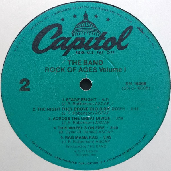 The Band - Rock Of Ages (Volume 1) | Capitol Records (SN-16008) - 4