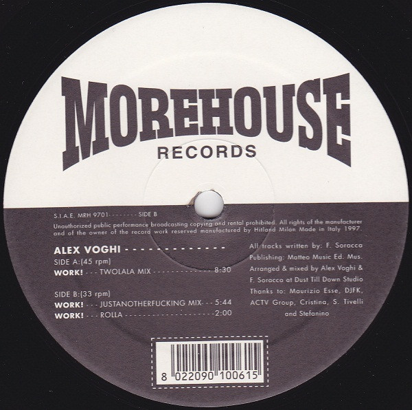 Alex Voghi - Work! | Morehouse Records (MRH 9701)