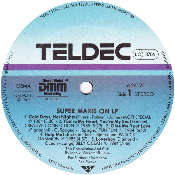 Various - Super Maxis On LP - Maxi Mania | TELDEC (6.26125) - 3