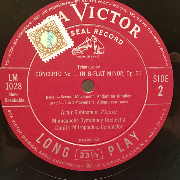 Pyotr Ilyich Tchaikovsky - Arthur Rubinstein , Minneapolis Symphony Orchestra , Dimitri Mitropoulos - Concerto No. 1 | RCA Victor Red Seal (LM 1028) - 4 Pyotr Ilyich Tchaikovsky - Arthur Rubinstein , Minneapolis Symphony Orchestra , Dimitri Mitropoulos - Concerto No. 1 | RCA Victor Red Seal (LM 1028) - 4