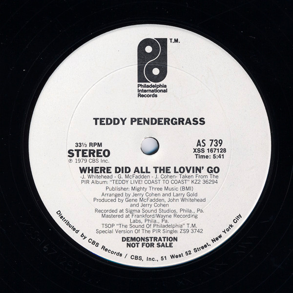 Teddy Pendergrass - Where Did All The Lovin Go | Philadelphia International Records (AS 739)