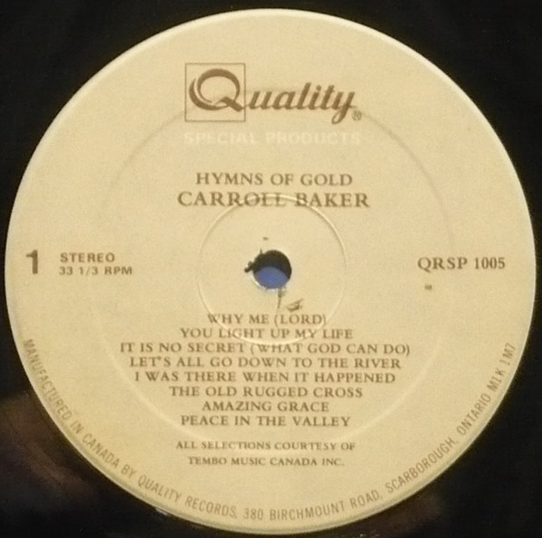 Carroll Baker - Hymns Of Gold | Quality Special Products (QRSP 1005) - 3
