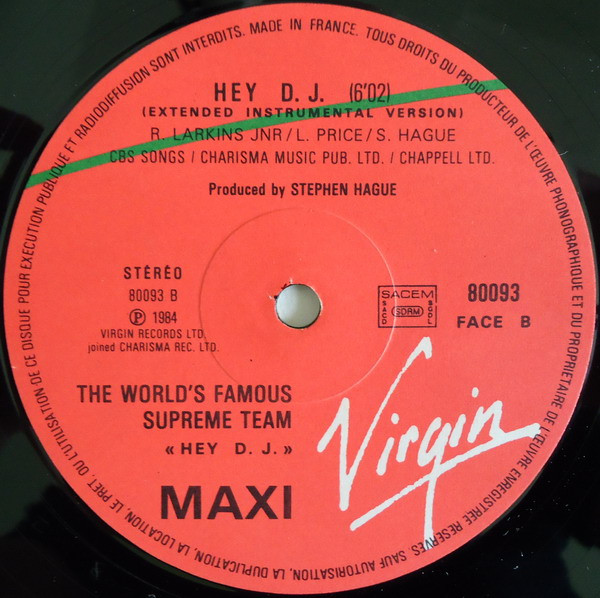 World's Famous Supreme Team - Hey DJ | Virgin (80093) - 3