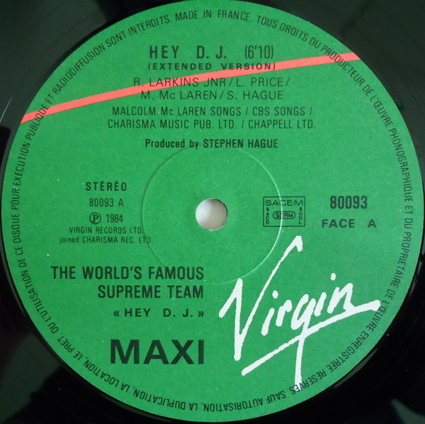 World's Famous Supreme Team - Hey DJ | Virgin (80093) - 2