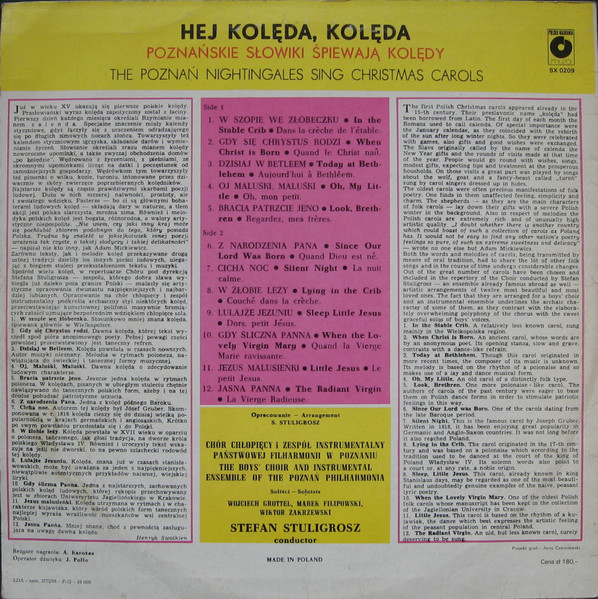 Chór Chłopięcy I Męski Państwowej Filharmonii W Poznaniu - Hej Kolęda, Kolęda... - The Poznań Nightingales Sing Christmas Carols | Polskie Nagrania Muza (SX 0209) - 2