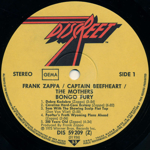 Frank Zappa / Captain Beefheart / The Mothers - Bongo Fury | DiscReet (DIS 59 209) - 3 Frank Zappa / Captain Beefheart / The Mothers - Bongo Fury | DiscReet (DIS 59 209) - 3