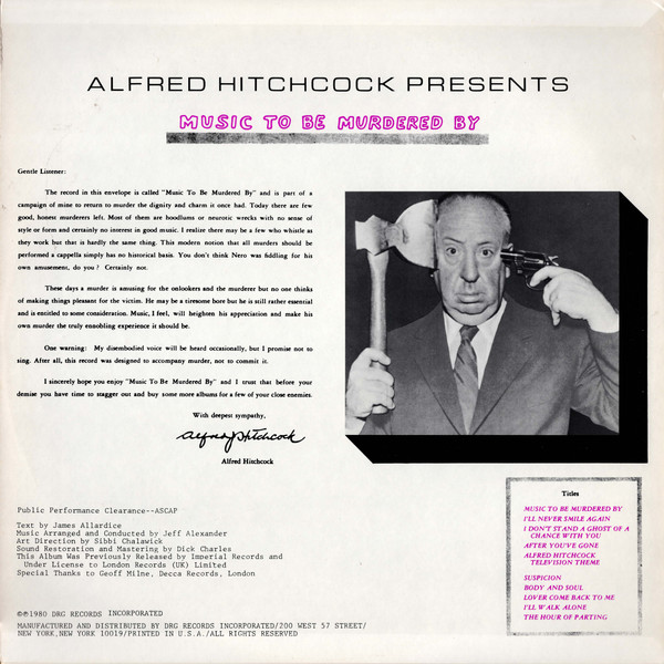 Alfred Hitchcock - Presents Music To Be Murdered By | DRG Records (SL 5183) - 2 Alfred Hitchcock - Presents Music To Be Murdered By | DRG Records (SL 5183) - 2