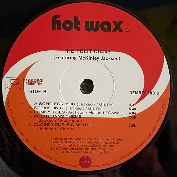 The Politicians featuring McKinley Jackson - The Politicians Featuring McKinley Jackson | Demon Records (DEMREC343) - 4 The Politicians featuring McKinley Jackson - The Politicians Featuring McKinley Jackson | Demon Records (DEMREC343) - 4
