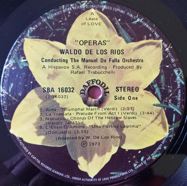 Waldo De Los Rios - Operas | Daffodil Records (SBA 16032) - 3 Waldo De Los Rios - Operas | Daffodil Records (SBA 16032) - 3