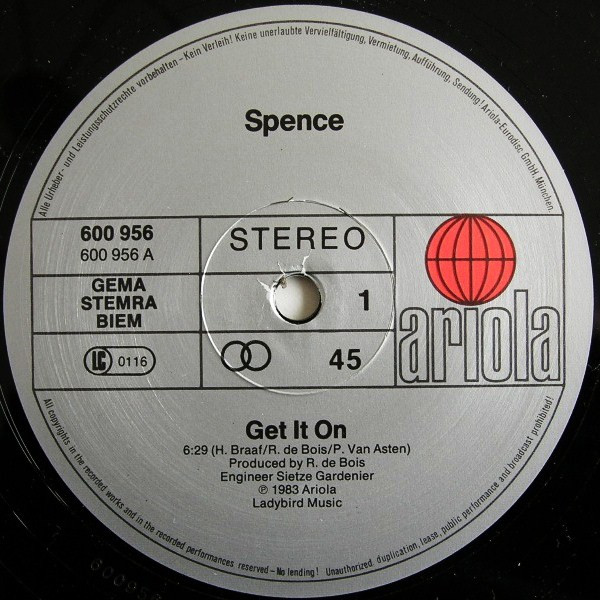 Spence - Get It On | Ariola (600 956) - 3